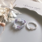 1番人気セット【再販】くすみブルーパープル　お花ビーズリング　