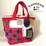 tuttifun＊checkの入った赤の帆布バック