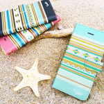 【手帳型】名入れ♪ ネイティブ柄★ iPhone&Android オルテガ柄 ライトグリーン スマホケース