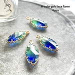 2pcs★bi-color gold lace flame charm（ハイクオリティガラスチャーム ）