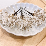 ドライフラワー　かすみ草（ミックス）髪飾り　ホワイト　ゴールド