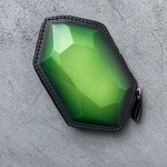 革の宝石/片面バージョン/小物入れ/レザーポーチ/アクセサリーケース/ジュエリーケース/グラデーションレザー/グリーン/型押し/ミニ財布/コインケース/小銭入れ/レザークラフト/父の日
