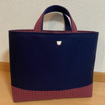 A4サイズバッグ♡レッスンバッグ♡赤チェック♡ワッペン付き♡