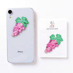 大粒 ぶどう 2WAYS！刺繍のアイロンワッペン＆ステッカー スマホケース、お洋服にも！