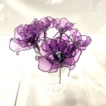 お花のヘアアクセサリー　５輪　～濃紫～ ディップアート