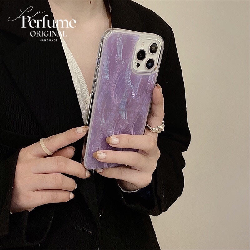 キラキラ天然シェル✨パープル 紫色 貝殻 オリジナル iPhone
