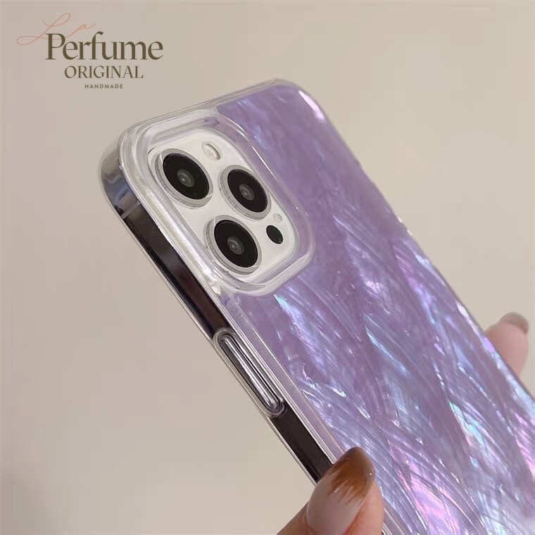 天然シェル♡キラキラ ニュアンスレインボー オリジナルiPhoneケース 海 夏 キラキラ天然シェル✨パープルブルー系 ナチュラル