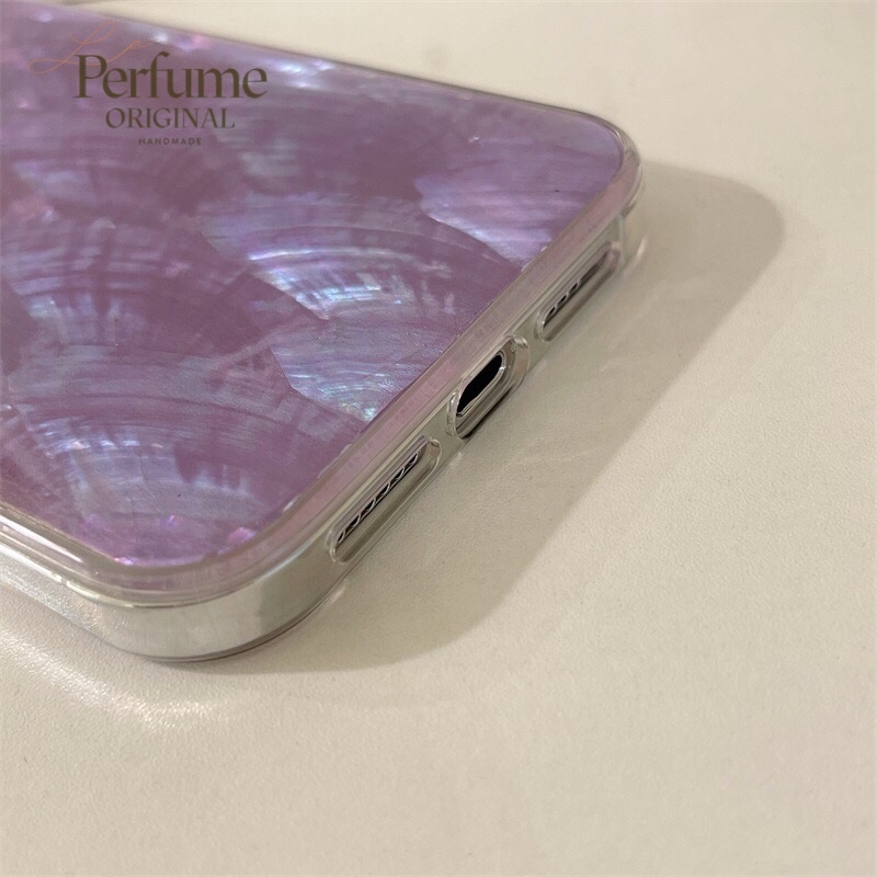 キラキラ天然シェル✨パープル 紫色 貝殻 オリジナル iPhone