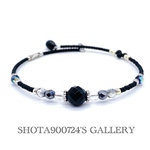 ❤︎ ［再販5］艶消し　ブラック×シルバー　❤︎ オニキス　水晶　シングル ワイヤー ブレスレッド　#minne_new