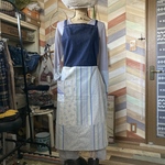 エプロン　肩に掛けるだけ　綿麻/デニム