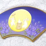 ご予約品❤月うさぎの扇プレート❤トールペイント