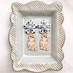 ❤️再販②❤️ 猫と水玉フラワーのアクセサリー　イヤリング　昭和レトロ　レトロポップ　パステルカラー　大ぶり　ファンシー　アニマルアクセサリー　ねこ　ネコ　昭和レトロ　