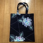 優しいパステル調の紫陽花柄💠浴衣リメイクの折りたためるエコバッグ