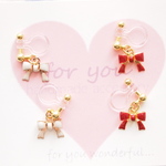 ”for you”  mini　リボン　ゆれる　樹脂ノンホールイヤリング 