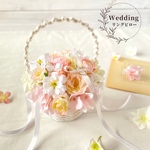 お花畑リングピロー～ホワイト＆ローズ～　　　　　＊　アーティフィシャルフラワー　リングピロー　結婚式　ウェディング　リングガール　リングボーイ　結婚祝い　引越し祝い　お祝い　記念日　ギフト