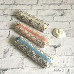 スリムペンケース　ダマスク柄(ブルー、ピンク、パープル)