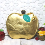 りんごちゃんキーポーチ（ゴールド・日本産牛革）