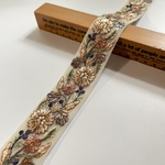 約4cm幅/刺繍リボン/チュール/アイボリー/花刺繍