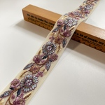 約4cm幅/刺繍リボン/チュール/ブルー/花刺繍