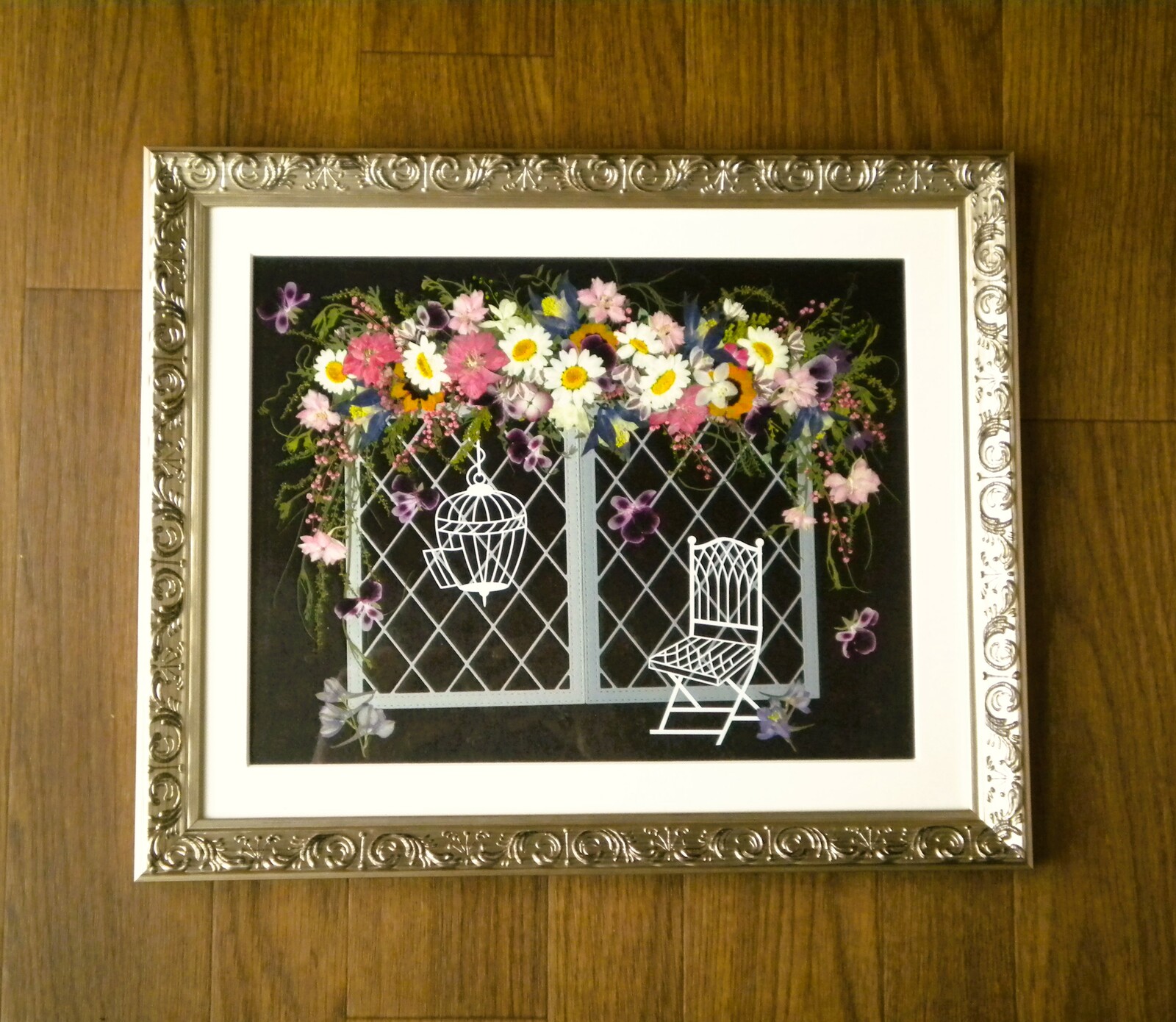 押し花絵画　押し花アート(薔薇)　ハンドメイド 押し花額 押し花アート バラ 敬老の日 誕生日 記念日 その他