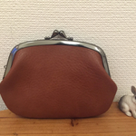 本革ぺたんこ仕切りがま小銭入れ（ミルクチョコ色レザー）