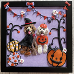 [受注生産］1点限定、ハロウィンの森のうちの子作ります。可愛いペットのお写真で、ハロウィンリースのアートフレームを作ります。