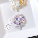 violet purple 丸花ビーズ刺繍ブローチ