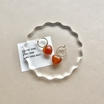 〻再販♡ハートの天然石ピアス(red agate)〻