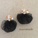 organdy bijou  bk オーガンジービジューパールのピアスイヤリング