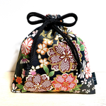 おしゃれ和柄巾着袋＊金襴風 流水鹿の子花柄模様(S)