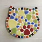 タイルの鍋敷：にゃん顔柄～マルチカラー♪