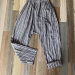 リネンサルエルロングパンツ　丈100ｃｍ　グレー／オフホワイト