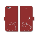 【全機種対応】ひょっこりうさぎ　バーガンディ　手帳型iphone/スマホケース
