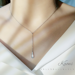 ネックレス　オーバルロンクリスタルネックレス/ステンレスチェーンネックレス/シンプルネックレス/オフィスネックレス/ネックレスシンプル/上品ネックレス/大人可愛いネックレス　