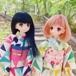 NEW!! オビツ24サイズ浴衣＆帯セット＜さんかく＞🎁ラベンダーポプリ付き