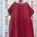 ◆sale◆ハーフリネン半袖ワンピース bordeaux