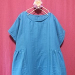 ◆sale◆Ｗガーゼ ゆるふわ半袖ワンピース ピーコックブルー