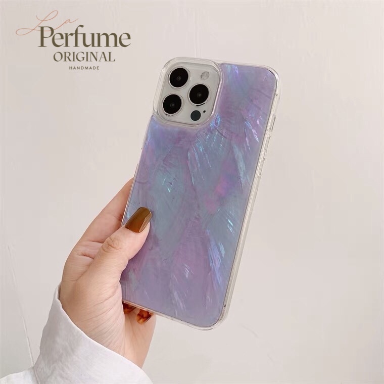 キラキラ天然シェル✨パープル 紫色 貝殻 オリジナル iPhoneケース