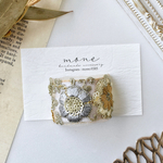 《再販》　インド刺繍　刺繍リボン　刺繍　ベージュ　ブルー　イエロー　シルバー　フラワー　花柄　ポニーフック　＊　ヘアアクセサリー　マジェステ　結婚式　ウェディング　お呼ばれ　ギフト　プレゼント　髪飾り