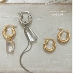 【2個】ノンキャッチフープピアス●ゴールド