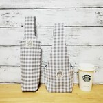 ☆kaoringo様ご依頼品☆折りたためる ギンガムチェック柄のペットボトルカバー　