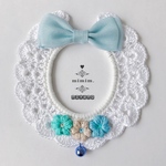 【再販】ぷっくりお花 -milky- blue＊*レース襟  [le-090] ¥2800