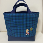 1名様限定♡トートバッグ♡青チェック♡ワッペン付き