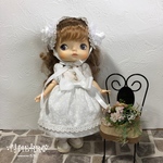 ☆THIERRY☆モンストドール着せ替えお洋服　白花柄ワンピース、ヘッドドレス