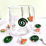 ⌘ ミニチュア 蚊取り線香とスイカ ⌘ ピアス(金具変更可)