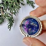 夜空に輝く満天の星々　レジンのスマホリング　シルバー　プレゼントにもおすすめ