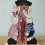 トールペイント　仲良しうさぎさんの置物