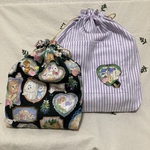 リバーシブル巾着　2点セット　yukiemon チェリッシュ
