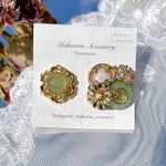 button accessory 天然石　グリーン