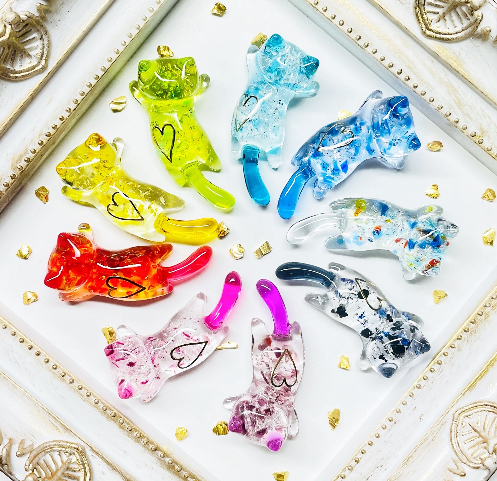 【みゆママ様】琉球ガラス　マリン　じゃれ猫　レジン　チャーム Amazon.co.jp: ハンドメイド 琉球ガラス ナギット フラワー 限定